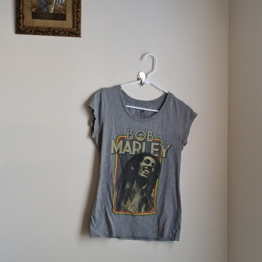 Zion Rootswear Bob Marley Shirt Women M Gray & Multicolor Tee Casual VTG Urban